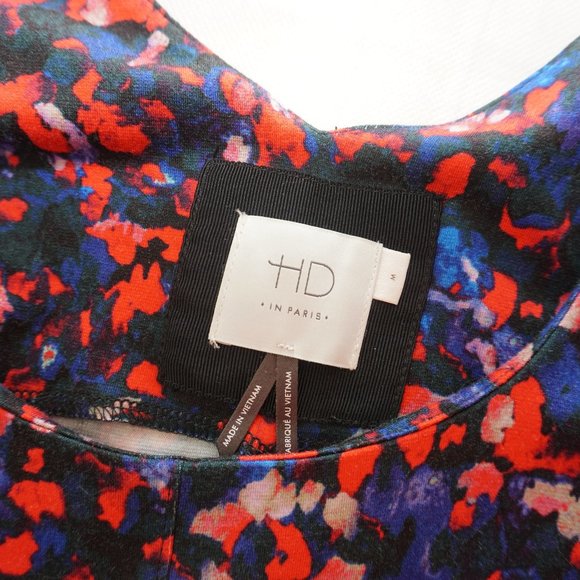 HD in Paris Saraid Long Sleeve Red Floral Print Swing Fit to Flare Dress M - Picture 2 of 11